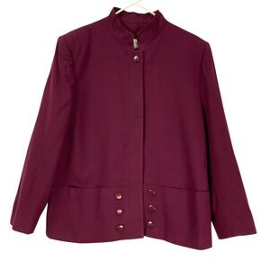Albert Nipon Suit Collection Burgundy Wool Blazer Jacket Women Size 14